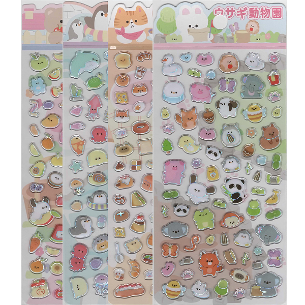 Adesivo Decorativo Alto-Relevo PVC Animais e Comidinhas