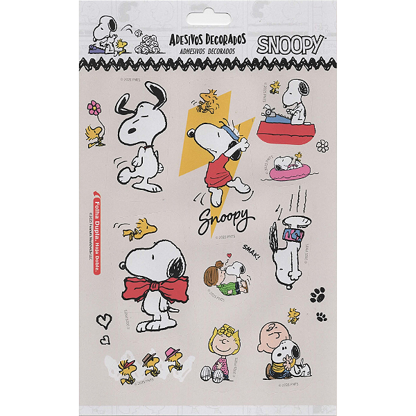 Cartela Grande de Adesivos Decorativos Snoopy Tilibra