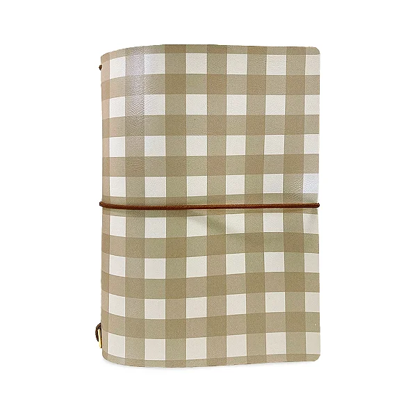 Capa Para Planner A.Craft Tamanho Padrão Xadrez Avelã (Para 4 Blocos)