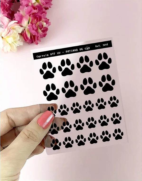 Cartela de Adesivo DTF UV Patinha de Cão - Lilipop