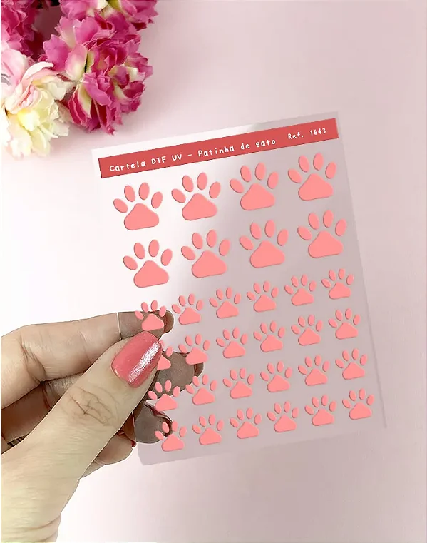 Cartela de Adesivo DTF UV Patinha de Gato - Lilipop
