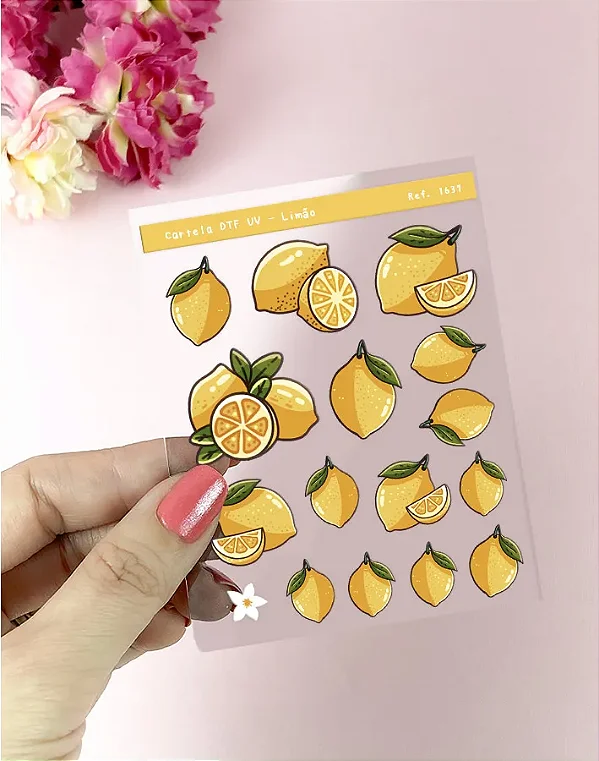 Cartela de Adesivo DTF UV Limão - Lilipop