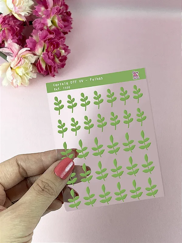 Cartela de Adesivo DTF UV Folhas - Lilipop
