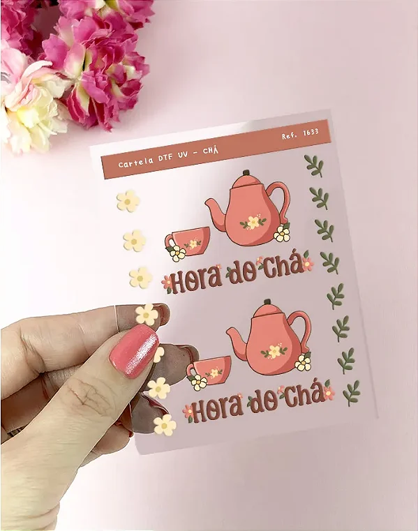 Cartela de Adesivo DTF UV Hora do Chá - Lilipop