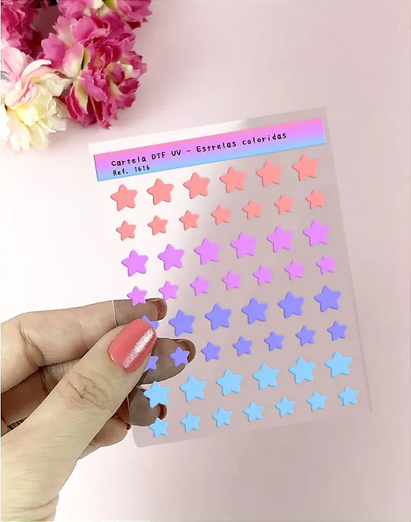 Cartela de Adesivo DTF UV Estrelas Coloridas - Lilipop
