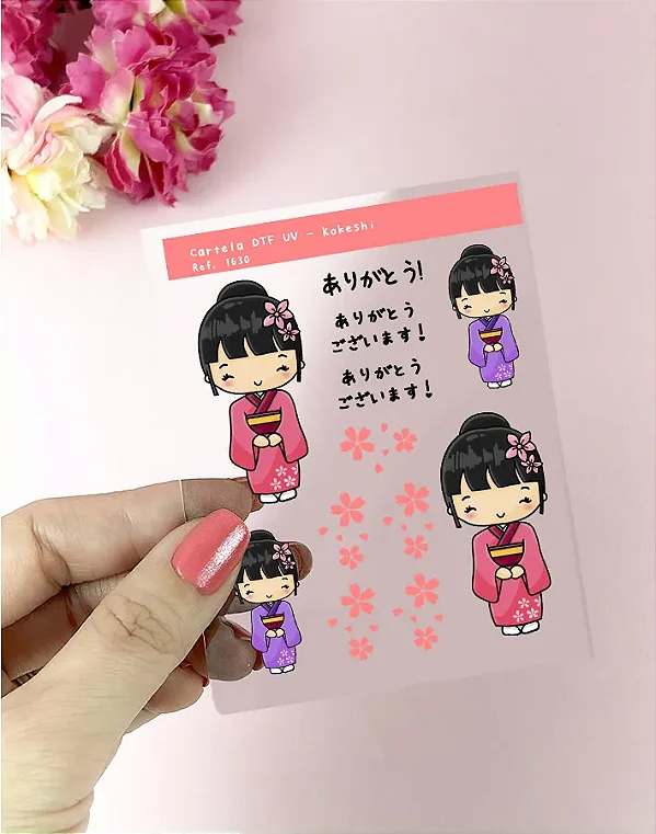 Cartela de Adesivo DTF UV Kokeshi - Lilipop