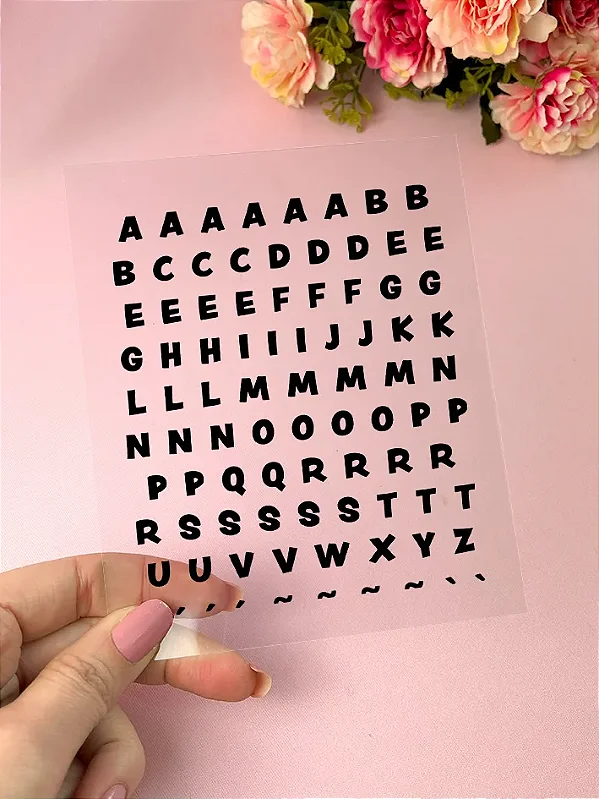 Cartela de Adesivo DTF UV Alfabeto Preto G - Lilipop