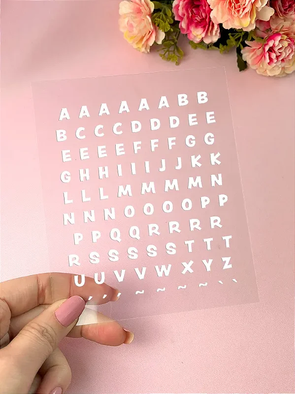 Cartela de Adesivo DTF UV Alfabeto Branco G - Lilipop