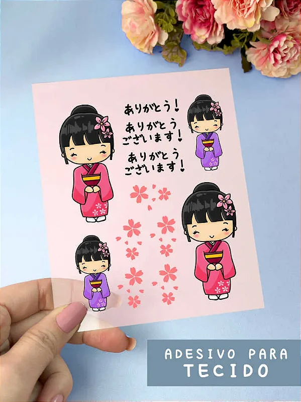 Cartela de Adesivo DTF Têxtil Kokeshi - Lilipop