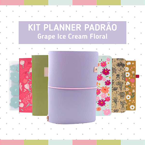 Kit Planner Padrão Grape Ice Cream Floral