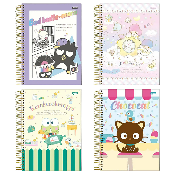 Caderno Universitário Pautado Espiral Capa Dura 20x27,5cm 01 Matéria Turma da Hello Kitty