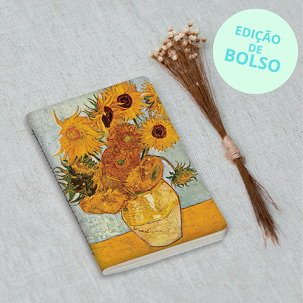 Journal Sem Pauta Vaso com 12 Girassóis Edição de Bolso
