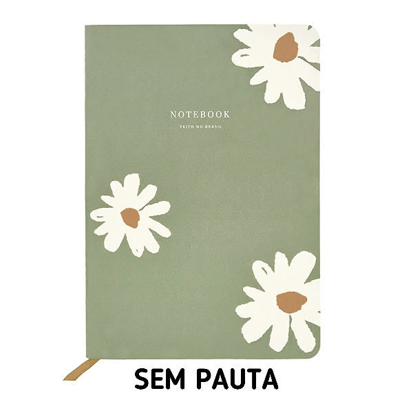 Caderno Sem Pauta Matchá Floral Para Planner A.Craft Tamanho Padrão
