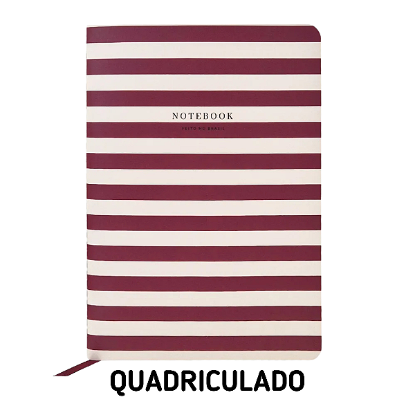 Caderno Quadriculado Cereja Listrado Para Planner A.Craft Tamanho Padrão