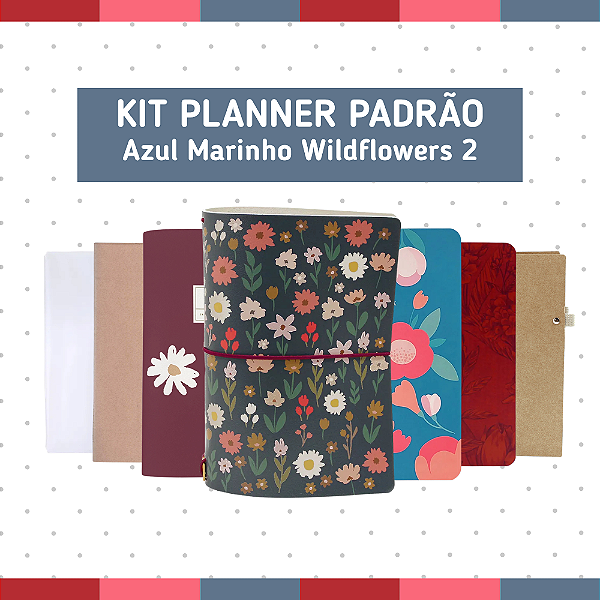 Kit Planner Padrão Azul Marinho Wildflowers 2