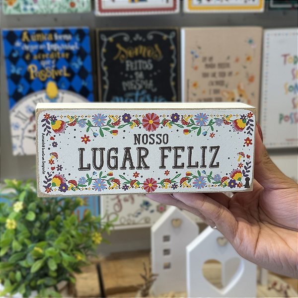 Quadro Box 6x15 em Madeira Nosso Lugar Feliz