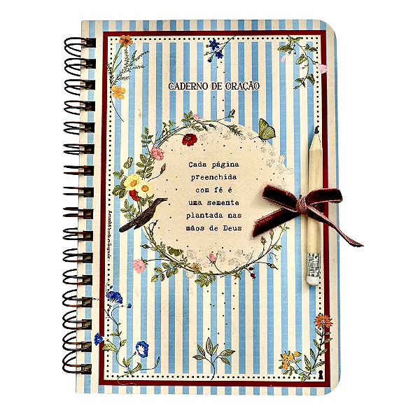 Caderno de Oração Espiral Pautado Cada Página Preenchida com Capa de Madeira