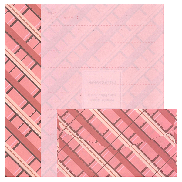 Kit Com 6 Papéis de Carta +3 Envelopes - Xadrez Vermelho
