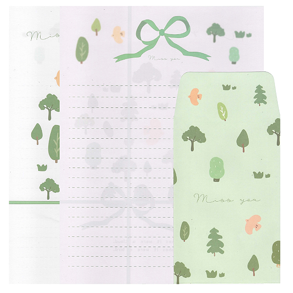 Kit Com 6 Papéis de Carta +3 Envelopes - Flores Miss You