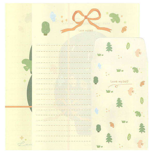 Kit Com 6 Papéis de Carta +3 Envelopes - Flores Love My Self