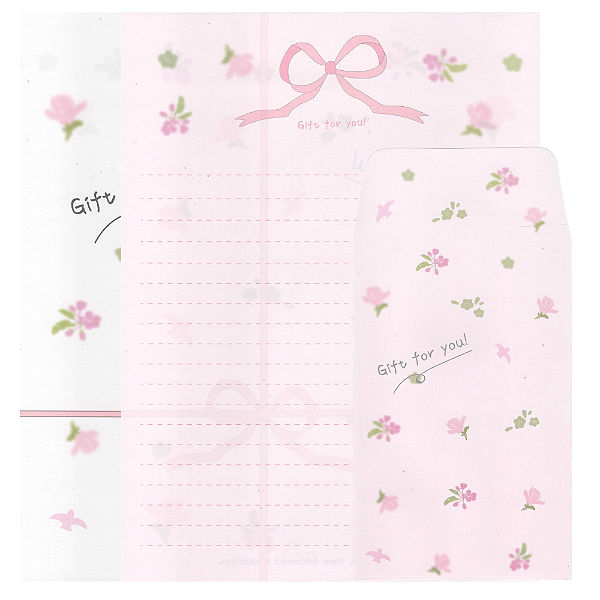 Kit Com 6 Papéis de Carta +3 Envelopes - Flores Gift For You
