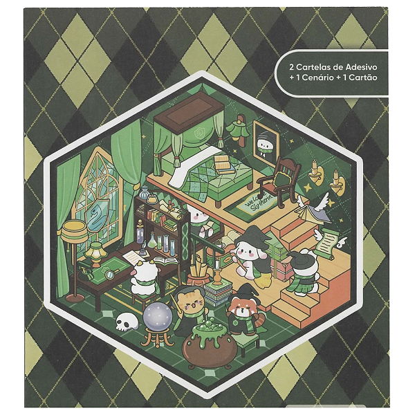 Adesivo Decorativo com Cenário Montável Escola de Mágia - Verde