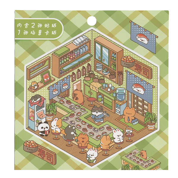 Adesivo Decorativo com Cenário Montável - Sushi de Esteira