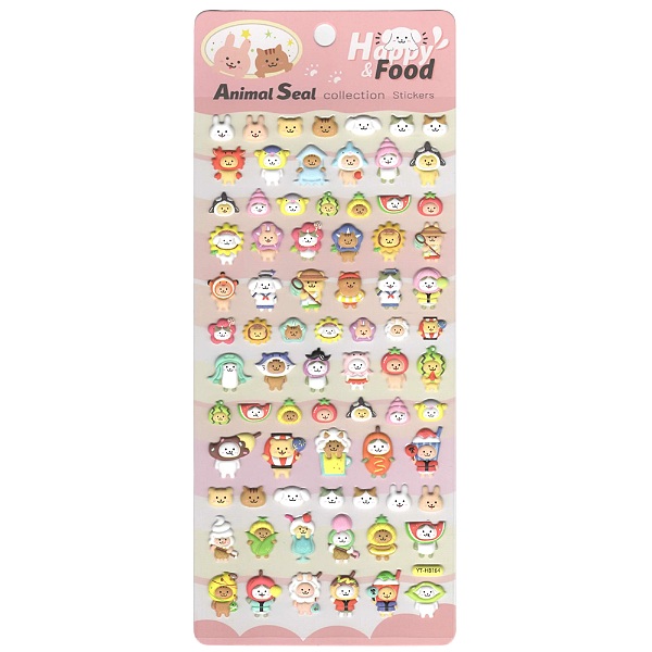 Adesivo Decorativo Alto-relevo Puffy Happy Food Animal Seal