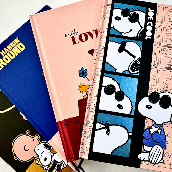 Caderno Brochura Snoopy Capa Dura Estilo Sketchbook Sem Pauta