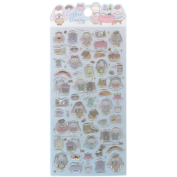 Adesivo Decorativo Alto-Relevo Epoxy Coffee Bunny