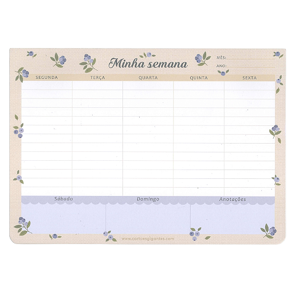 Bloco Planner Semanal Permanente Minha Semana Blueberry