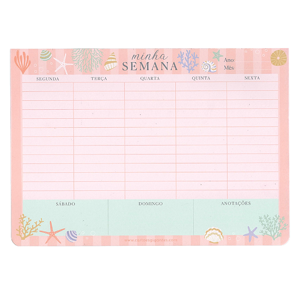 Bloco Planner Semanal Permanente Minha Semana Oceano