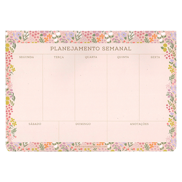 Bloco Planner Semanal Permanente Minha Semana Flora