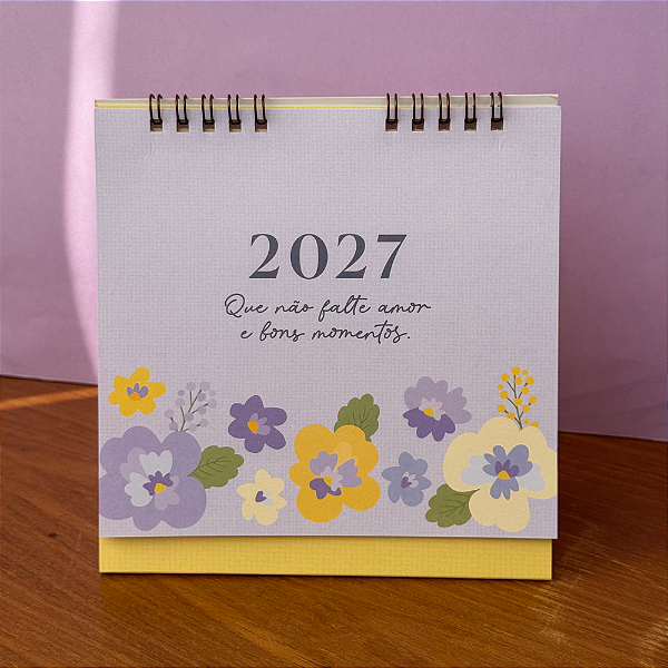 Calendário de Mesa 2027 Amor Perfeito Cartões Gigantes