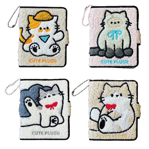 Caderno Brochura Mini Com Capa Peludinha e Fecho