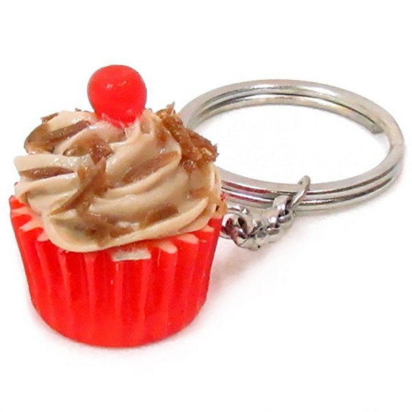 Chaveiro de Comidinhas - Cupcake Marrom Cereja