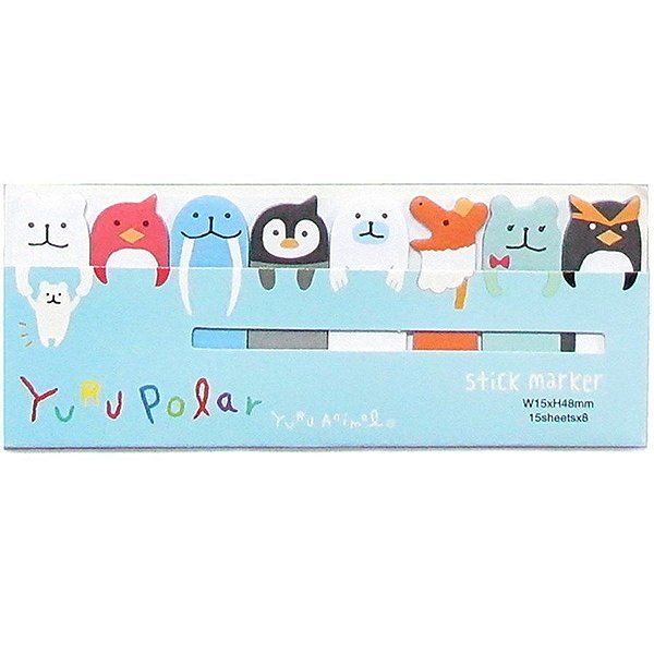 Marcador de Páginas Adesivo Stick Marker Yuru Polar - Azul Claro