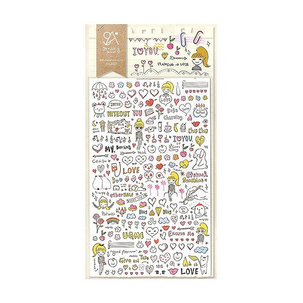 Adesivo Divertido Papel - I Love You/Drawing Love