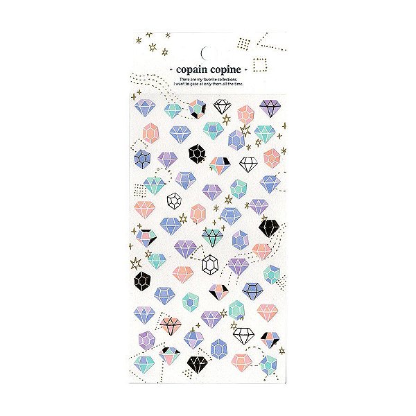 Adesivo Divertido Papel - Copain Copine Diamantes Pastel Dourado