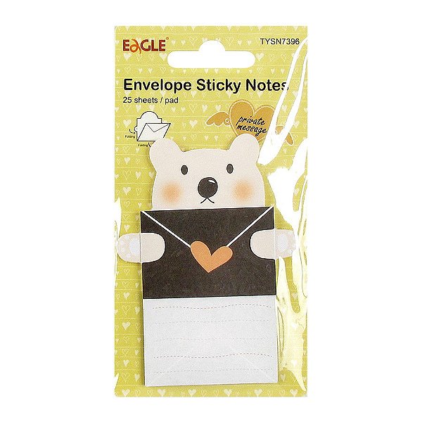Bloco de Notas Autoadesivo Envelope Sticky Notes Urso Amarelo