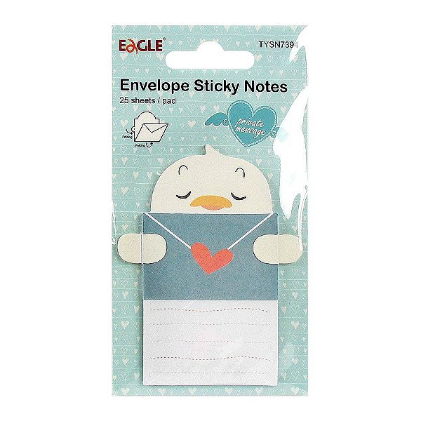 Bloco de Notas Autoadesivo Envelope Sticky Notes Pato Azul