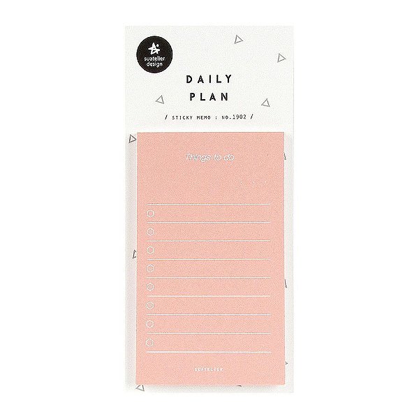 Bloco de Notas Autoadesivo Daily Plan Sticky Memo Things To Do Lista Rosa - Suatelier