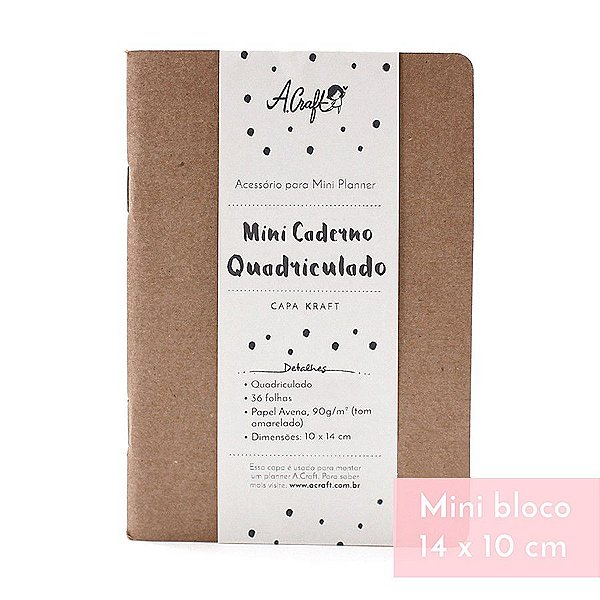 Mini Caderno Quadriculado Kraft Para Mini Planner A.Craft