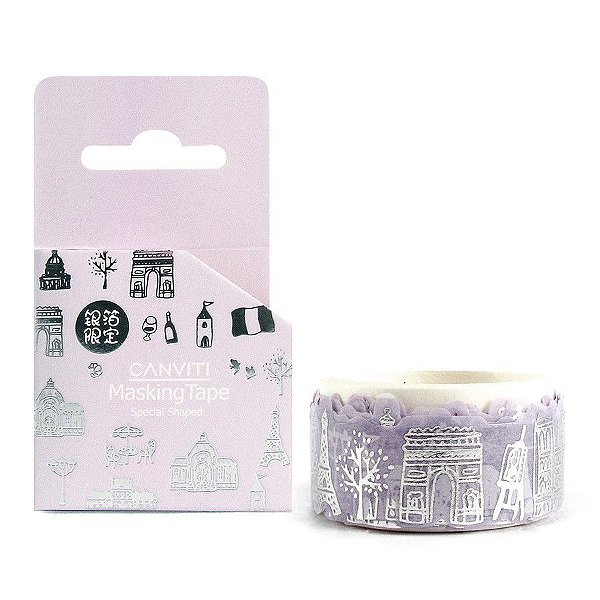Fita Decorativa Washi Tape Canviti Masking Tape Paris Roxo