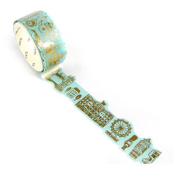 Fita Decorativa Washi Tape Masking Tape Londres Verde