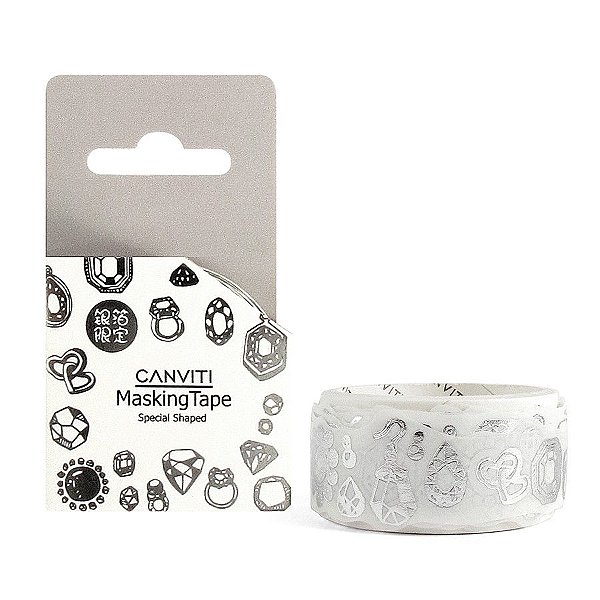 Fita Decorativa Washi Tape Canviti Masking Tape Diamante Branco