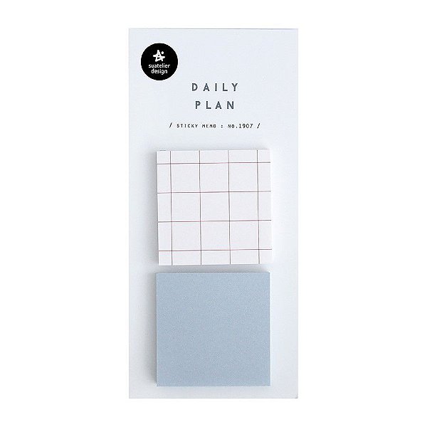 Bloco de Notas Autoadesivo Daily Plan Sticky Memo Quadrados Quadriculado Azul - Suatelier