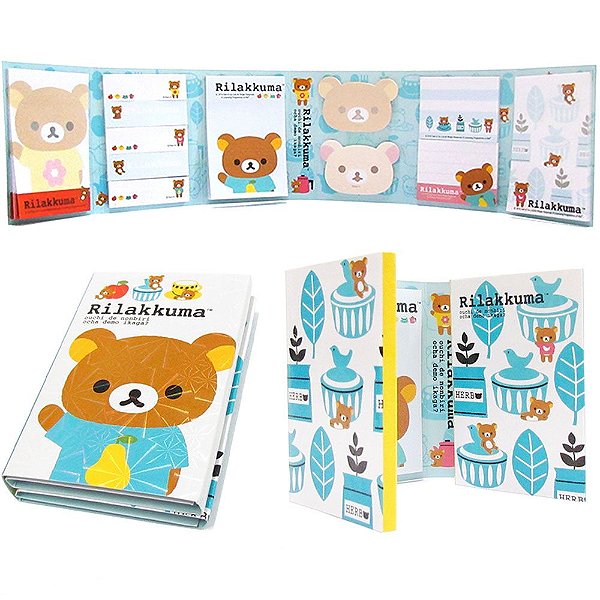 Post-it Conj. Rilakkuma 6 Partes 12 Blocos - Azul