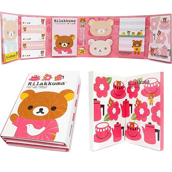 Post-it Conj. Rilakkuma 6 Partes 12 Blocos - Rosa