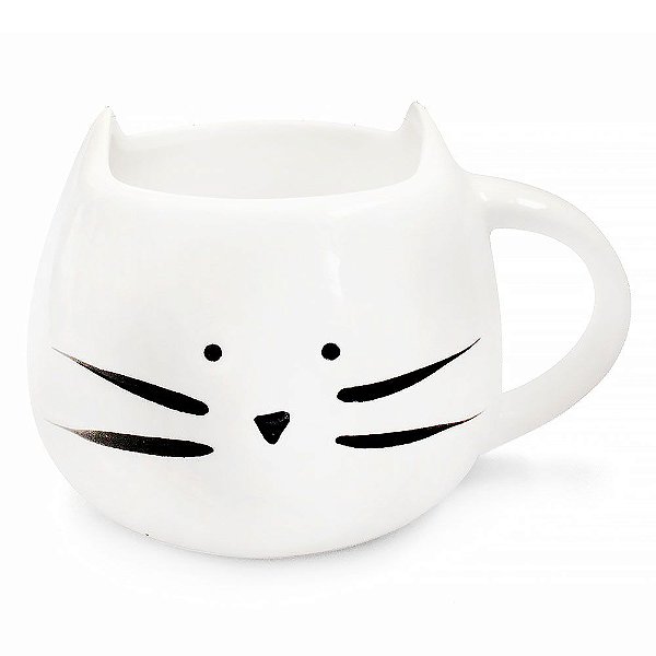 Caneca de Cerâmica Gato Branco